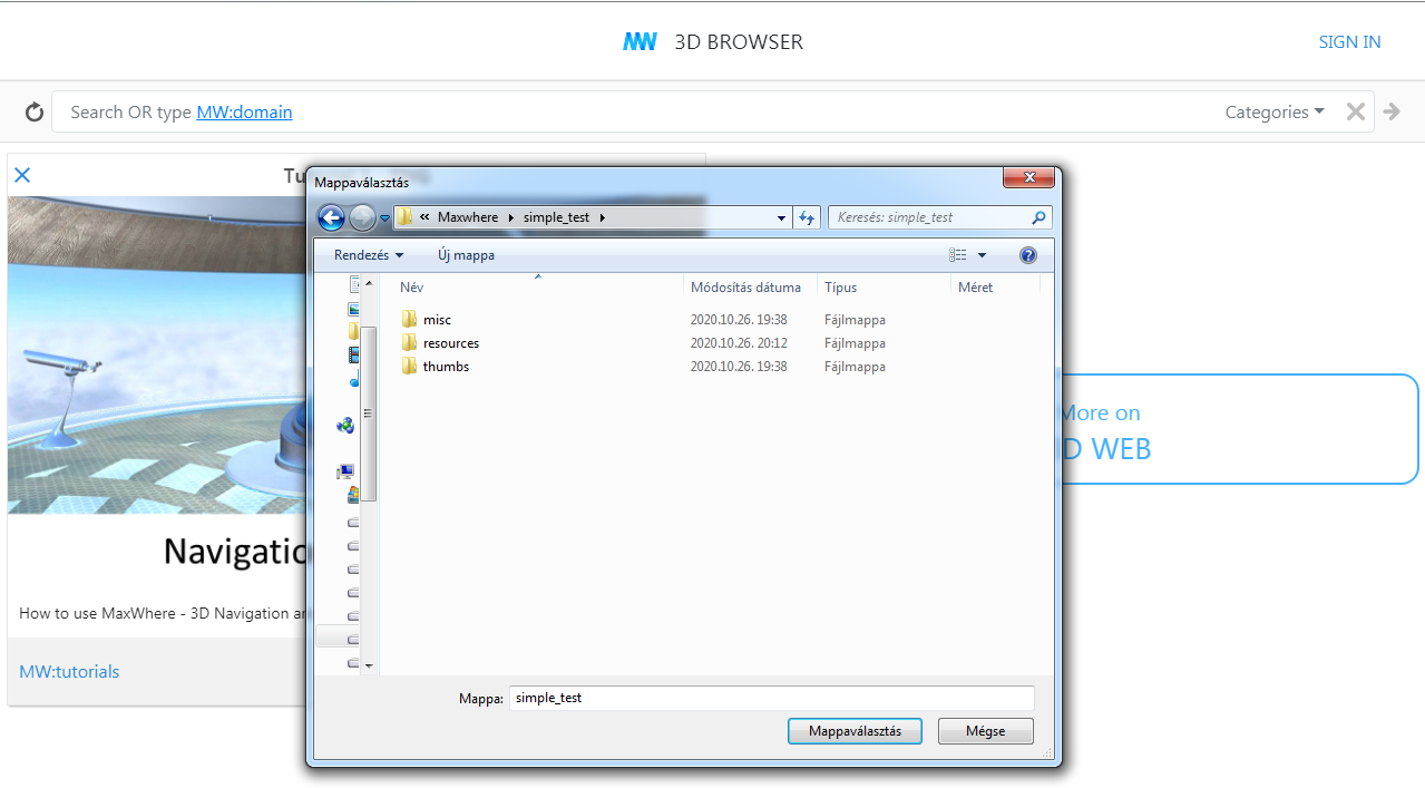 Open folder for debugging in MaxWhere